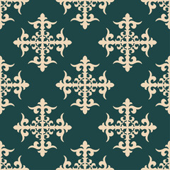 Decorative Asian Folk Seamless Pattern. Ornament of Asian Nomads: Kyrgyz, Kazakhs, Bashkirs, Tatars, Yakut, Mongols. Ethnic Vector Illustration for Paper Products, Textiles.