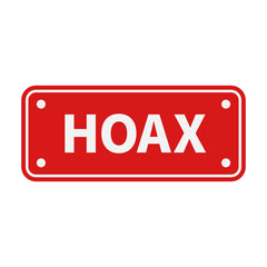 Hoax In Red Rectangle Shape With White Line For Fake Information
