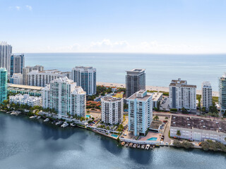 Fototapeta premium Aerial view from a drone over Miami Beach