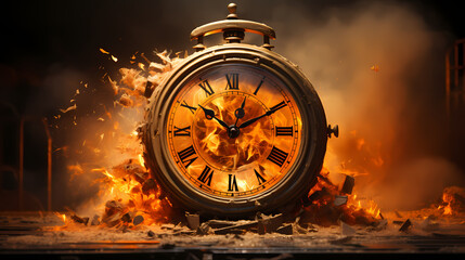  Burning Clock in Expressionist Art