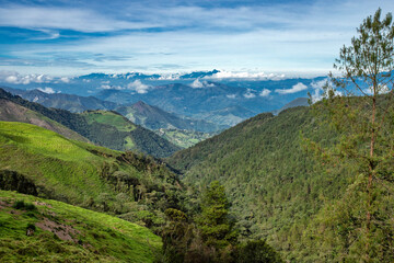 Beautiful Antioquia landscape with green mountains - Heliconia municipality of Colombia