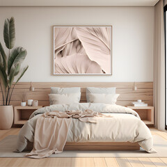 Modern and luxurious master bedroom ,Interior design of a bed room, Beautiful and modern bed with pillows and blankets Generative Ai	