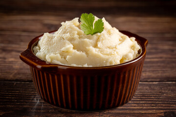 Mashed potato in the bowl. Potato puree.