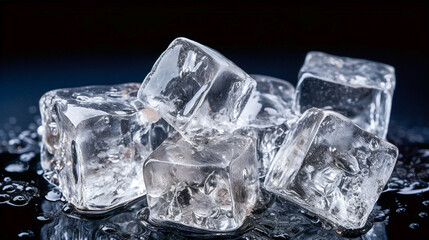 Macro Close-up of Ice Cubes
