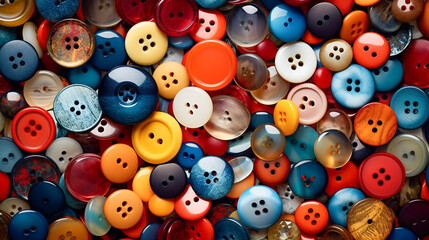Fototapeta na wymiar Macro Close-up of An Assortment of Buttons