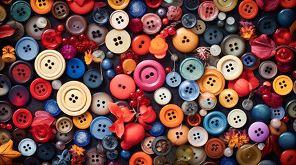 Fototapeta premium Macro Close-up of An Assortment of Buttons