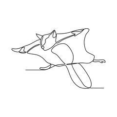 One continuous line drawing of Flying Squirrel is rodent animal with white background. rodent animal design in simple linear style. rodent animal design concept continuous line vector illustration.