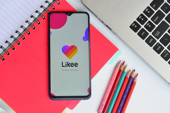 Bekasi, Indonesia -May 2, 2021 : likee app on smartphone, popular app in the world wide