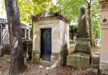 Grave of French painter Edgar Degas, in the monumental Montmartre Cemetery, built in early 19th...