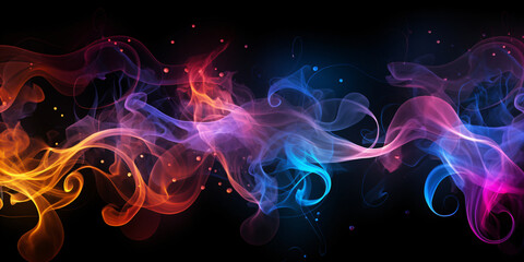 Abstract colorful smoke on black background, 