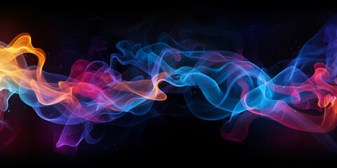 Obraz premium Abstract colorful smoke on black background, 