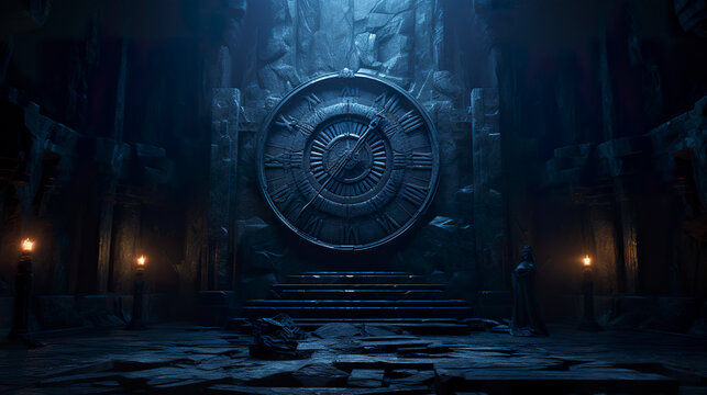 Illustration of a historic tomb with an enigmatic and mysterious concept. Tomb of times and metaphorical kingdom illustrated in the deep meaning of the past.