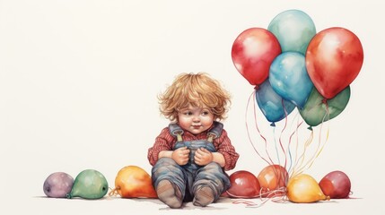 Fototapeta na wymiar little child with balloons