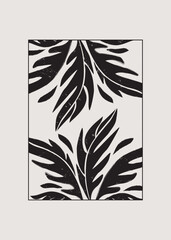 Fototapeta na wymiar black leaves sillhouettes vector. minimalist art. textured image. stylized plants for backgrounds, home decor, art prints