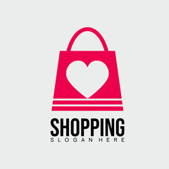 Shopping bag logo design with heart and line symbol. Suitable for online stores.