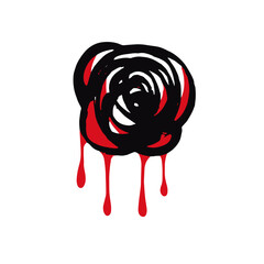 Halloween bloody rose as design element. Hand drawn digital illustration. Isolated on white background.