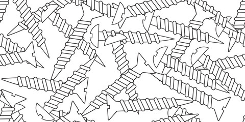 black white pile screws seamless pattern