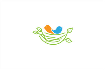 Little bird's nest abstract logo design