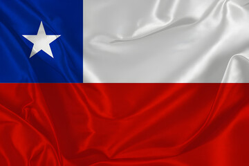 Waving silk flag of Chile