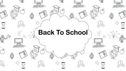 Template for school. Sketch banner background design with pattern. Education element Draw doodles in cartoon style.