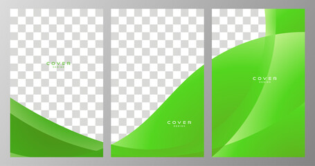 set of flyer, cover and poster green gradient bio nature background for business