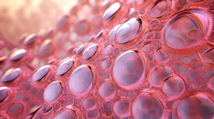 intricate mesh of magnified plant cells fill a microscopic landscape seen in this macro image. From a closer perspective each cell appears as a tightlywelded bubble