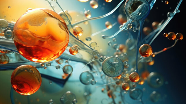 A microscopic view of extracellular fluid reveals multiple components cells small particles and a viscous turbulent liquid. Close inspection reveals a three dimensional