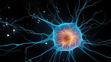 Oligodendrocytes are starshaped brain cells with an extended central nucleus located at the center of a network of branching processes. They consist of several hundred