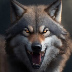 angry grinning wolf illustration