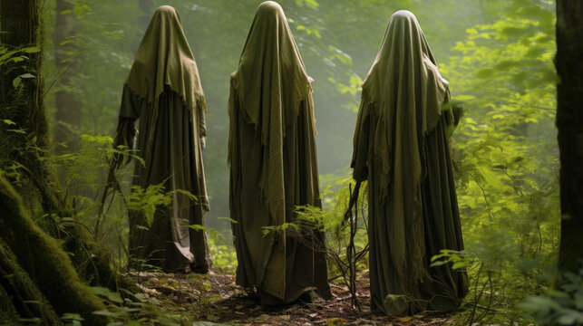In the woods an ancient figure stands cloaked in green robes that are made from the leaves of the forest. On either side of the Druids hood are two ram heads signifying their