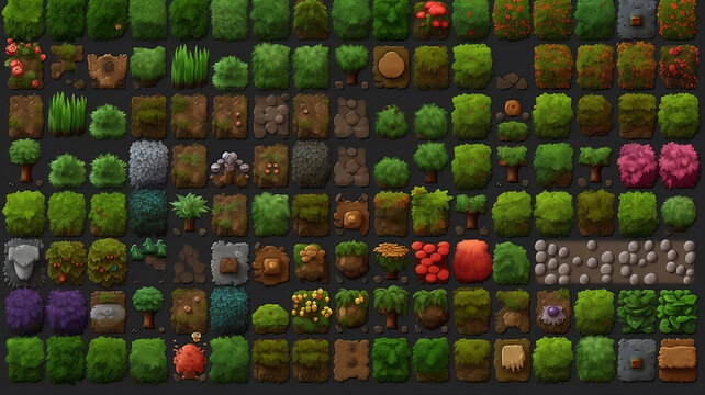 forest video game tileset