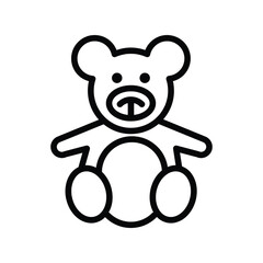Soft toy, Teddy bear line icon, Teddy bear outline vector sign, flat illustration on white background..eps