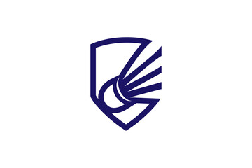 Badminton sport logo design with shield combination