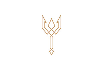 luxury trident line art logo design