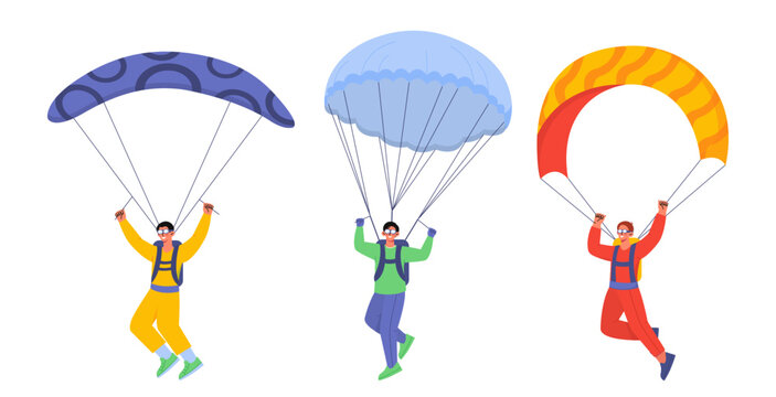 Set of skydivers vector concept