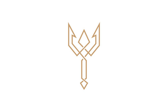 luxury trident line art logo design