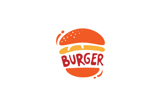 burger logo design vector template, flat modern minimal design illustration.