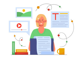 Woman with storytelling vector concept