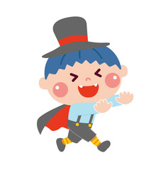 ハロウィンで仮装をしている男の子のイラスト