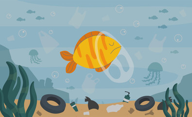 Water pollution vector concept