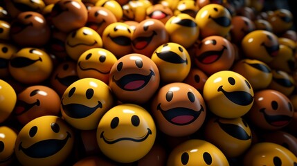Top View of a Screen Filled with Smiley Emoticons