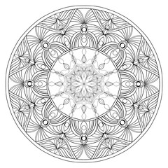 Mandala for coloring book, round ornament, irregular floral shape decoration, oriental vector, stress therapy pattern, weave yoga vector logo design element. adult mandala for coloring