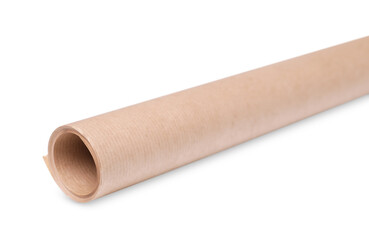Roll of wrapping paper on white background