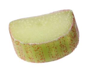 One piece of fresh ripe rhubarb isolated on white