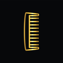 gold color hair comb icon, vector, template, logo, trendy, collection, flat, design