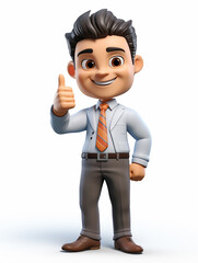 a happy 3d business man on transparent white background