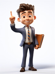 a happy 3d business man on transparent white background