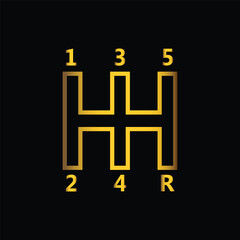 gold color gear transmissions icon, vector, template, logo, trendy, collection, flat, design