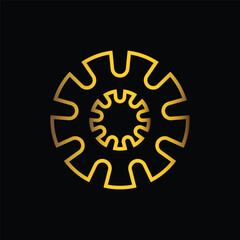 gold color gear transmissions icon, vector, template, logo, trendy, collection, flat, design