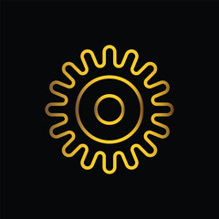 gold color gear transmissions icon, vector, template, logo, trendy, collection, flat, design